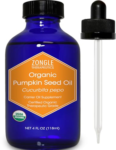 Zongle USDA Certified Organic Pumpkin Seed Oil, Safe To Ingest, Cucurbita Pepo, 4 OZ