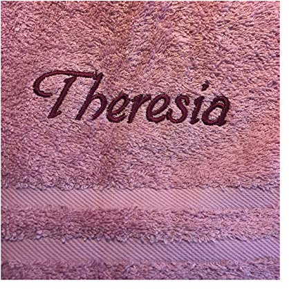Krings Fashion Saunatuch mit Namen nach Wunsch Bestickt, 70 x 200 cm, Altrosa, Stickfarbe wählbar, schöne 440g-Qualität, 100% Baumwolle