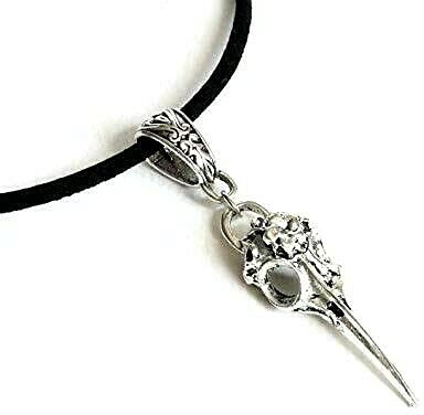 Silver Knight Tibetan Silver Bellatrix's Bird Skull Necklace On an Adjustable Waxed Cord Goth Halloween Fancy Dress