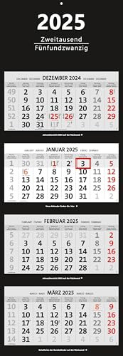 XXL 4-Monatskalender 2025 schwarz großer Wandkalender Bürokalender vier Monate