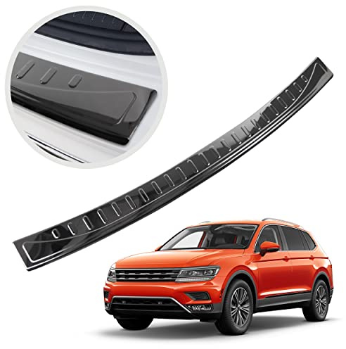 CHROMEMASTER | Ladekantenschutz Stoßstangenschutz | Kompatibel mit Volkswagen VW Tiguan 2016-2023 ; Polierter Edelstahl, Dunkelchrom; Unsere Lackschutzleiste Sichert den Heckstoßfänger vor Kratzern