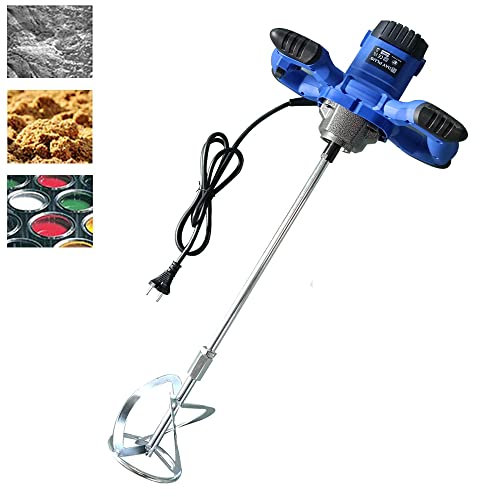 Mezclador de Mortero de 2600W, Mezclador Eléctrico Ajustable 6 Velocidades, 0-1700 RPM, Mezclador de Hormigón, Para Pegamento, Recubrimiento, Cemento