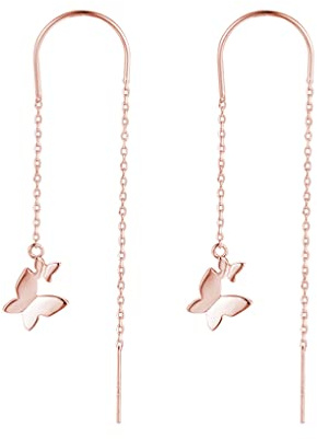 SLUYNZ 925 Sterlingsilber Schmetterling Ohrhänger Kette für Damen Einfädler Ohrringe Lange Kette Hängend Ohrringe Ohrhänger