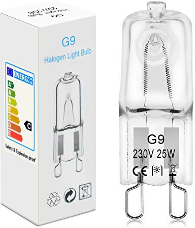BROTOU 4er Pack G9 Halogenlampen, G9 Halogen Leuchtmittel 25W 230V 2800K Dimmbare Halogen Glühbirnen für Backofenlampe Mikrowellen Herd Deckenleuchten (4er-25w)