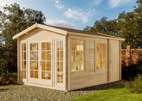 Alpholz Gartenhaus Kim Gartenhaus aus Holz, Holzhaus mit 40 mm Wandstärke, Blockbohlenhaus mit Montagematerial