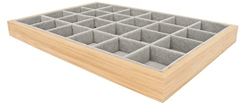 Plateau de Présentation de Bijoux 24 Compartiments Insert de Tiroir à Bijoux Multi-usage Bois pour Salons Professionnels (#2)
