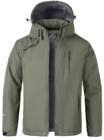 MayLayM Herren Winter Wasserdichte Verdickt Warm Winddichte Winterjacke Warme Fleece-Futter Ski Regenmantel mit Kapuze Wanderjacke Softshell Jacke Outdoor Funktionsjacke