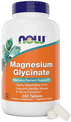 Now Foods Magnesium Glycinate, 240 Tablets - Supports Healthy Muscle and Nerve Functions - Non-GMO