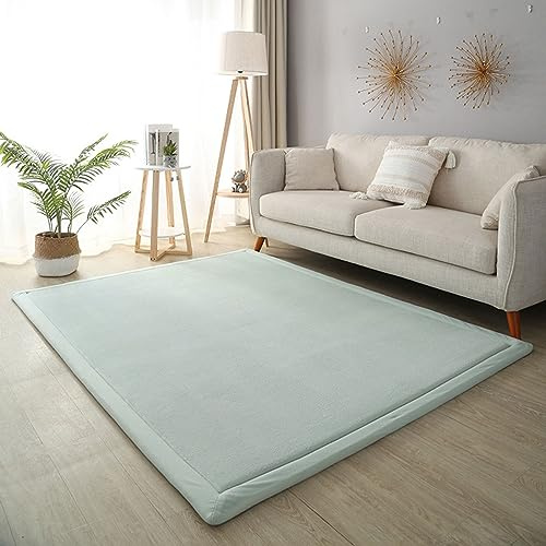Dmkjdzsw Krabbelmatte für Baby, rutschfest, Kinderzimmerteppich, Korallensamt, 2 cm dick, Kinderteppich, Himmelblau, 100 x 180 cm