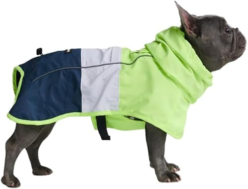 Spark Paws Hunderegenmantel, wasserdichte Winddichte Regenjacke, für kleine, mittlere, große und extra große Hunde, reflektierend, atmungsaktiv, mit vollständigem Körperschutz Neon White Navy Blue, L