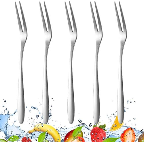 5 Pcs Escargot Forks, Stainless Steel Crab Forks, Small Fruit Fork, Mini Dessert Forks for Appetizer Cake Cocktail Salad, Asanta Metal Small Tasting Pastry Forks for Party Travel, Mirror Polished