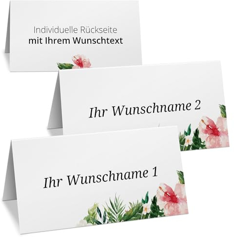 Einladungskarten Manufaktur Hamburg 10 PERSONALISIERTE Tischkarten mit verschiedenen Gäste-Namen | Kärtchen zur Hochzeit Geburtstag Kommunion Konfirmation Taufe Namenskarte Platzkarte Design 07