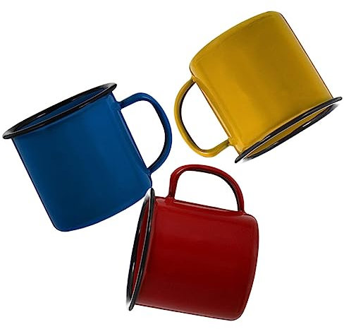 GOOHOCHY 3 Stück Farbige Emaille Becher im Vintage Stil für Zuhause