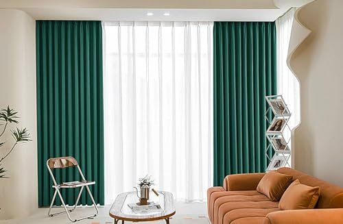 Musihy Blickdichte Gardinen mit Ösen, 107 x 147 cm Grüne Tüllen Top Thermal Blackout Vorhänge für Wohnzimmer/Schlafzimmer