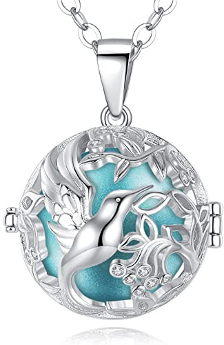 CELESTIA Chiama Angeli Gravidanza Ciondolo Richiamo degli Angeli Gravidanza Collana Colibrì Rame Placcato Argento con 2 Catene Regalo Gravidanza Regali per Donne Incinte