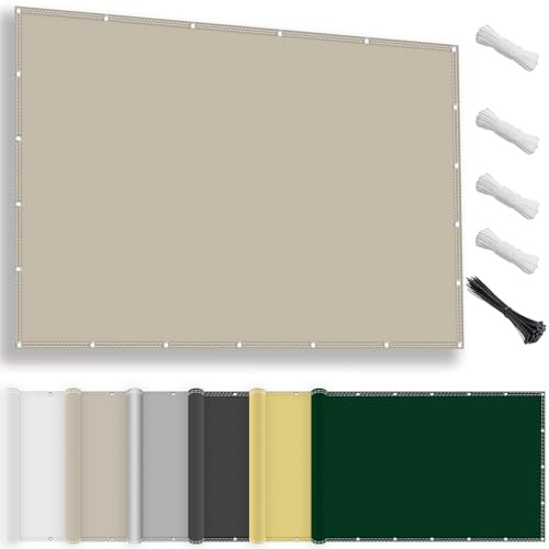 Sonnensegel wasserdicht rechteckig 2x2M, Sonnenschutz Terrasse UV-Schutz, wetterfest, ohne Bohren, 100% Polyester Schattierungsnetz mit Ösen und Seil für Pergola, Khaki