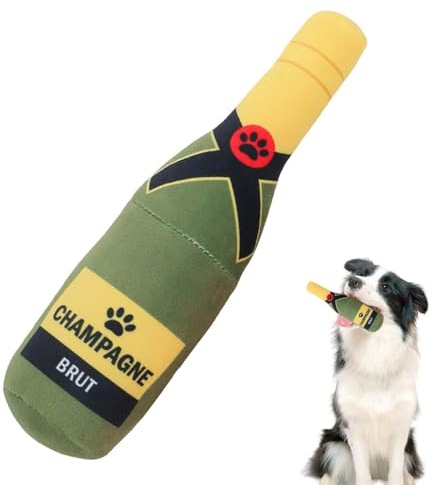 GoodBoy Puppy Supplies Quietschspielzeug aus Plüsch für Hunde in Form einer Rotweinflasche | lustiges und niedliches Haustierspielzeug, Welpenspielzeug