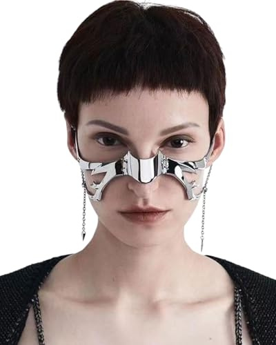 KGDUYC 1 Stück Cyberpunk maske, Punk Mechanische Maske, halloween cosplay mask,Unregelmäßiges Metall-Halbmasken-Gesichtsbekleidungszubehör, Halloween-Kostüm, Cosplay, Halbmaske, Gesichtsschmuck