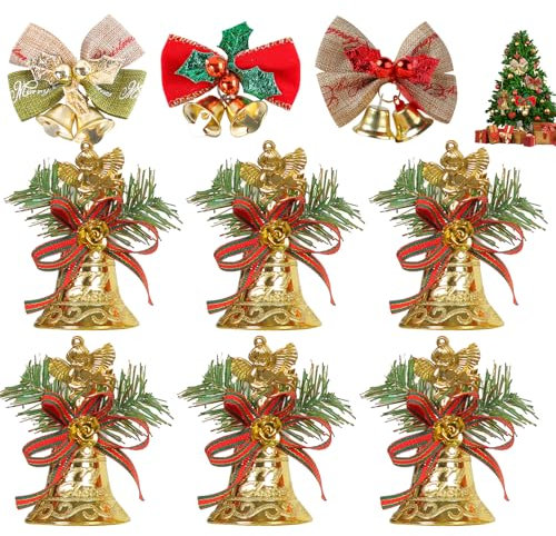 9 Pcs Campana Dell'albero di Natale, Campane di Natale, Ghirlanda di Natale Fiocchi con Campana, Decorazione per Albero di Natale, Ornamento Pendente Campanelli di Natale, Decorazione per Feste