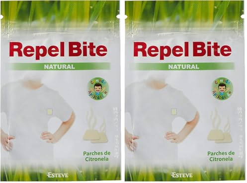 REPEL BITE NATURAL 24 parches repelentes CITRONELA. Protección más natural. Acción hasta 8-12 horas. Para niños y adultos con la piel más sensible. (Paquete de 2)