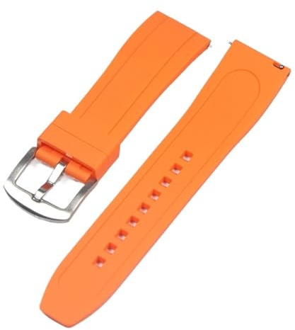 MAMA'S PEARL Smartwatch Silikonrem 20mm 22mm Quick Release klockarmband med stålspänne Klocktillbehör Gummiarmband(Orange-S,22mm)