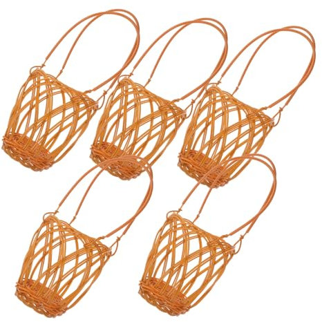 Ciieeo 5pcs Grey Woven Storage Baskets Rattan Basket Handle for Bread Wedding and Shopping