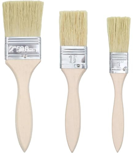 3pcs Holzgriffpinsel,Flachpinsel Set(1/1,5/2 inch),Pinsel lasur Holz,Lasurpinsel Holz,Paint Brush,Maler Pinsel,Lack Pinsel,Pinsel wandfarbe,Pinsel holzlasur,Pinsel für lackfarbe