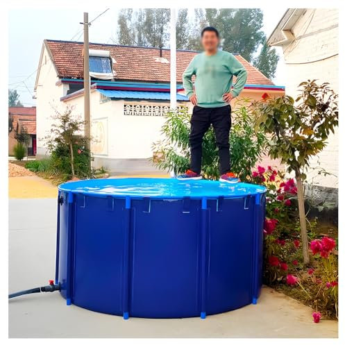 Großer, zusammenklappbarer Fischteich aus PVC, runder, verdickter Pool für die Koi-Zucht, oberirdischer Gartenteich, langlebiges Fischwasserspiel für den Außenbereich (2 x 0,6 m)