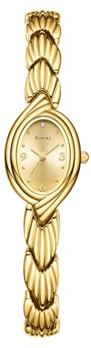 Rovixs Small Elegant Womens Quartz Watch, Japanese Movement, Classic Vintage Ladies Dress Watch, Water Resistant, Adjustable Bracelet with Tool