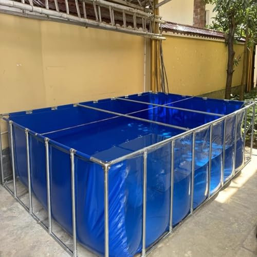 GZHERVICES Stahlverstärktes PVC-Teichbecken mit Beobachtungsfenster, oberirdisches, entleerbares Aquarium zur Koi-Zucht/-Ausstellung (schnell aufzubauendes Garten-/Terrassenaquarium)(50x50x40cm)