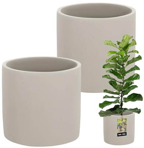 KOTARBAU® Blomkruka keramisk stor cylinder etno ⌀ 20 cm höjd 20 cm 2 st. blomkruka keramisk blomkruka betongutseende små ytterkrukor keramikkruka växter