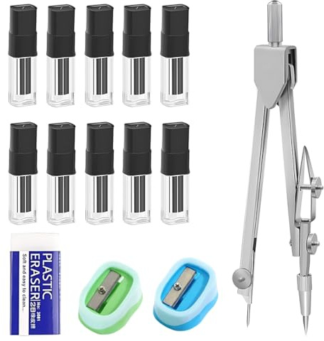Zirkelersatzminen 100 Stück,2 mm Durchmesser Zirkel Ersatzminen 2cm Lang Minen,2B Zirkelminen mit Radiergummim,für Zirkelspitzer Mathematische Zeichnungserstellung Holzbearbeitungsmarker