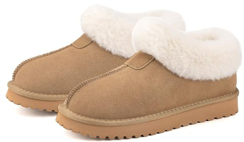 Mishansha Mujer Zapatillas de Estar Invierno Forradas Pantuflas Caqui 38 EU