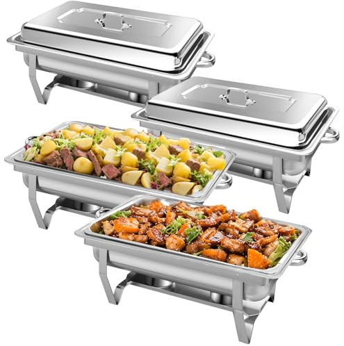 PRIJESSE 9L Chafing Dishes for Buffet, 4 Pack Durable Chafing Dish | for Parties, Events, Weddings, Indoors & Outdoors
