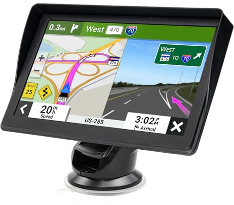 GPS Navigator for Car Truck RV - 7'' HD Touchscreen Navigation System, Latest 2025 Maps Free Lifetime Updates, Speed & Red Light Warning, Turn-by-Turn Voice Guidance, GPS Navigation for All Cars