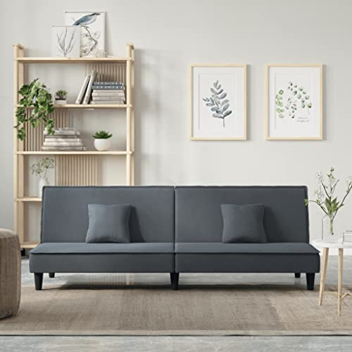 YuuSsea bäddsoffa mörkgrå sammet, justerbart ryggstöd, 200 x 89 x 70 cm, robust hopfällbar soffa för vardagsrum, gästrum, kontor, bekväm sängfunktion