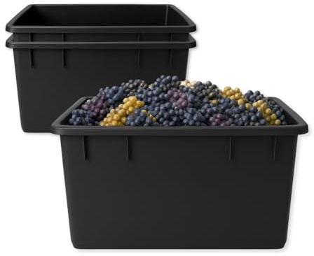 PALUPLUS 3 Contenitori Rettangolari Neri da 250 Litri, Misura 94x63x57 cm, Mastellone Impilabile in Plastica, adatto per Stoccaggio, Fioriera, Vasca per pesci e tartarughe -006F -25,5