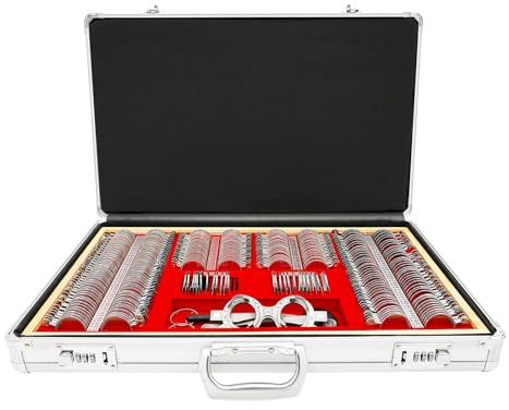 soudesileim Lot de 266 lentilles de test avec cadre en métal, kit de lentilles de test optiques pour optométristes et assistants de test visuel, convient également pour un usage domestique