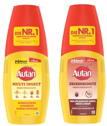 Autan Protection Plus Zeckenschutz Insektenschutz, Travel Essentials 100 ml + Autan Multi Insect Pumpspray, Multi-Insektenschutz vor Mücken, Travel Essentials 100 ml)