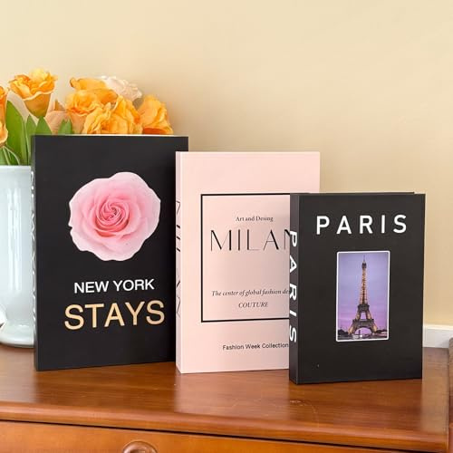 LILIXI 3 Pièces Faux Livres Decoratifs Maison, Livre Decoration D'interieur, Boîte de Rangement Livre pour Bibliothèque, Salon, Café, Bureau (Modèle1)