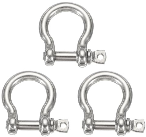 QUARKZMAN 3 Piezas De Grillete De Arco 1/2 (13.1mm) Tonel Plateado | De Acero Inoxidable, Grillete De Tornillo Grande, Enganche De Cuerda, Equipo Marino, Para Cadena De Barco Velero