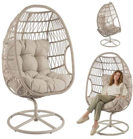 di volio Gartensessel - Lounge Sessel aus PE-Rattan mit Stahlgestell, bequem & wetterfest | Hohe Rückenlehne, Stahlrahmen, UV-beständig, wetterfest, rutschfeste Füße, platzsparend, Korbdesign