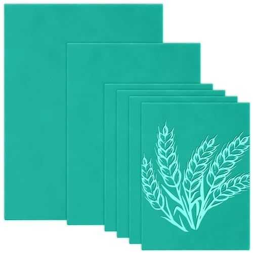 6 Pcs Lino Printing Sheets A4 A5 A6 Rubber Linocut Plates | PVC Soft Green Flat Surface Lino Sheets Block for Engraving Linocut Art Crafts Printing Projects