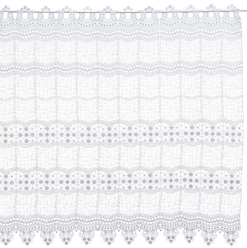Plauener Spitze by Modespitze, Store Bistro Gardine Scheibengardine mit Stangendurchzug, hochwertige Stickerei, Höhe 90 cm, Breite 96 cm, Weiß