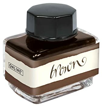ONLINE Ink Brown, Ink Bottle 15 ml, Colourful Fountain Ink for Calligraphy, Handlettering, Writing Ink, Ink Bottle for Converter, Waterbased Ink