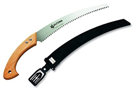 Altuna - Scie d'élagage 29602 - manche en bois - denture japonaise - robuste et très légère - lame courbée scie à main pour le bois - idéale pour la sylviculture - fourreau inclus