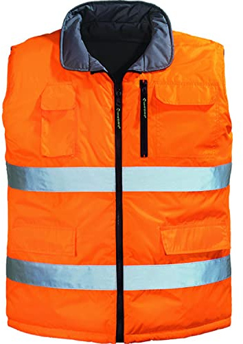 Gilet reversible haute visibilite hiway orange - gris taillexxxl