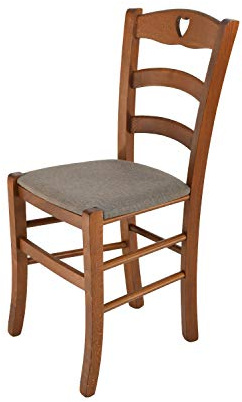 t m c s Tommychairs - Stuhl Cuore für Küche und Esszimmer, Struktur aus lackiertem Buchenholz im Farbton Helles Nussbraun und gepolsterte Sitzfläche mit Stoff in der Farbe Rehbraun bezogen
