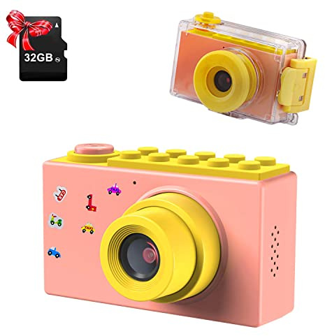ShinePick Kinder Kamera wasserdichte, 2 LCD Display 1080P HD Kinderkamera mit TF-Karte 32 GB, wasserdichte Fotokamera Kinder für Jungen und Mädchen(blau) | Wasserdichte Kinderkamera, 5,1 cm (2 Zoll), TFT-LCD-Display, Digitalkamera, Geschenk, Spielzeug für Kinder, Jungen, Mädchen