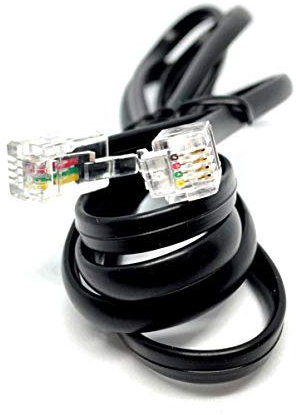 Maincore 1m long RJ10 Plug to RJ10 Plug (4P4C) Flat Telephone Handset Receiver Cable Lead (Available in 1m, 2m, 3m, 5m, 10m) (1m, Black)
